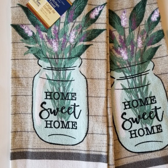Kitchen Towels 6pc set, Home Sweet Home, Lavender - Picture 7 of 7